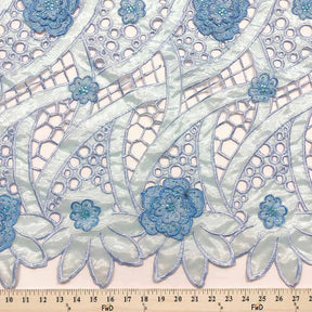 Light Blue Embroidery Organza Lace with Sequins