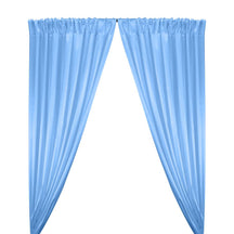 Stretch Charmeuse Satin Rod Pocket Curtains - Light Blue