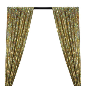 Hologram 8mm Square Sequins Rod Pocket Curtains - Light Gold