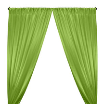 Crepe Back Satin Rod Pocket Curtains - Lime Green
