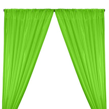Poly China Silk Lining Rod Pocket Curtains - Lime Green