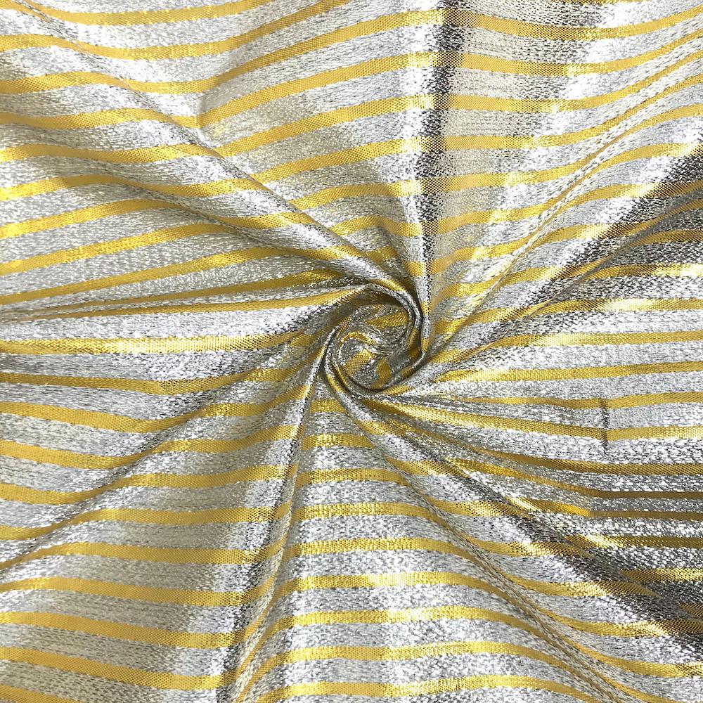 Metallic Foil Striped Brocade Fabric 56 Wide $7.99 Sold By The Yard