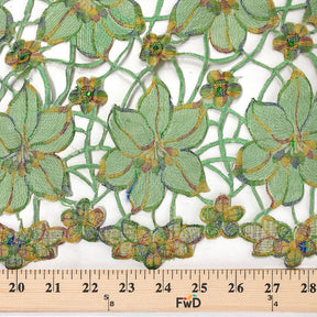 Mint Embroidery Lace with Multi-Color St Yarn