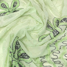 Mint Floral Embroidery on Georgette