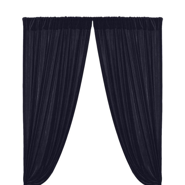 Micro Velvet Rod Pocket Curtains - Navy Blue