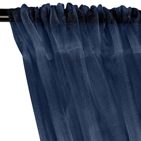 Crystal Organza Rod Pocket Curtains - Navy Blue