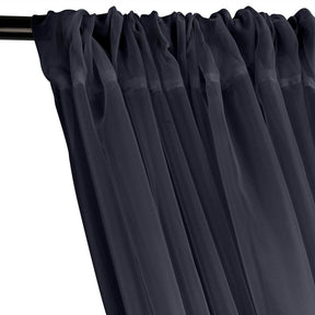 Sheer Voile Rod Pocket Curtains - Navy Blue