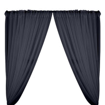 Sheer Voile Rod Pocket Curtains - Navy Blue