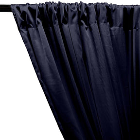 Stretch Charmeuse Satin Rod Pocket Curtains - Navy Blue