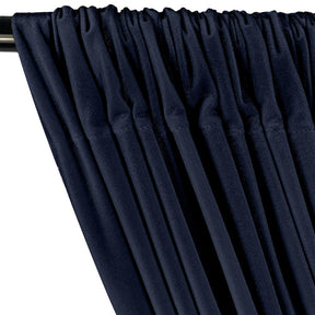 Stretch Velvet Rod Pocket Curtains - Navy Blue