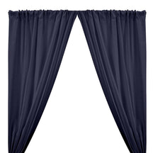 Natural Linen Rod Pocket Curtains - Navy