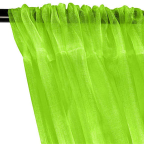 Crystal Organza Rod Pocket Curtains - Neon Green