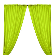 Cotton Voile Rod Pocket Curtains - Neon Lime Green