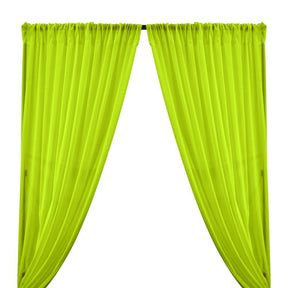 Cotton Voile Rod Pocket Curtains - Neon Lime Green