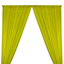 Poly China Silk Lining Rod Pocket Curtains - Neon Lime Green