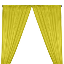 Poly China Silk Lining Rod Pocket Curtains - Neon Yellow
