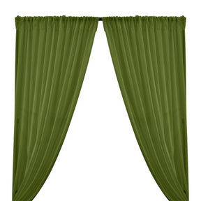 Cotton Voile Rod Pocket Curtains - Olive
