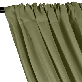 Natural Linen Rod Pocket Curtains - Olive