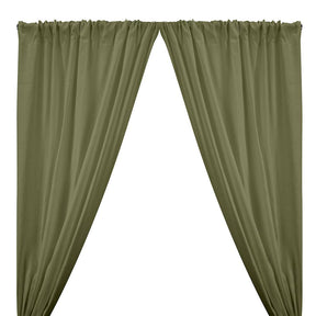 Natural Linen Rod Pocket Curtains - Olive