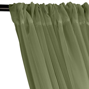 Sheer Voile Rod Pocket Curtains - Olive