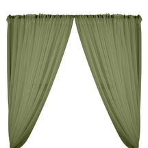 Sheer Voile Rod Pocket Curtains - Olive
