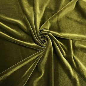Stretch Velvet Rod Pocket Curtains - Olive
