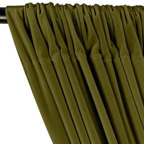 Stretch Velvet Rod Pocket Curtains - Olive
