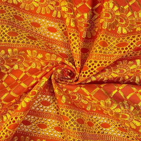 Orange Sunset Eyelet Embroidery Lace
