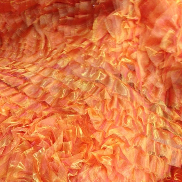 Orange Ruffle Organza Fabric