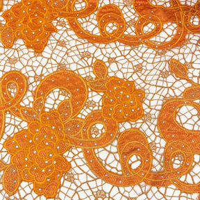 Orange Beaded Lace On Web Organza