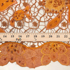 Floral Leaf Embroidery Chemical Metallic Lace with Sequins