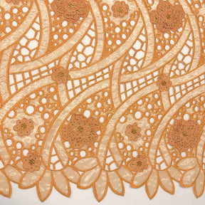 Orange Embroidery Organza Lace with Sequins
