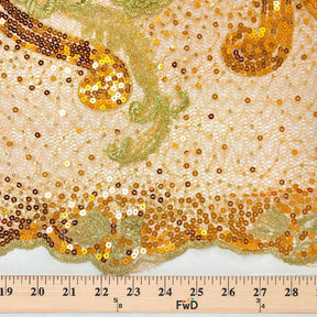 Orange Metallic Corded Sequin Reed Embroidery