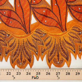 Orange Tiger Leaf Lace on Organza