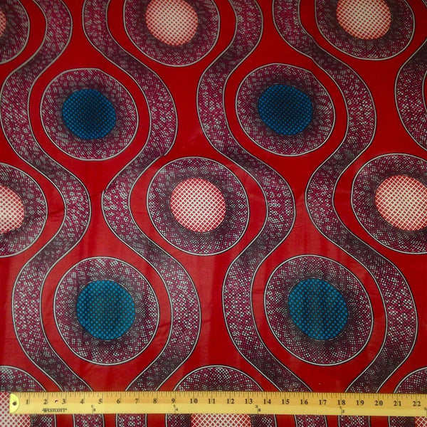 Orbs Red African Print Fabric