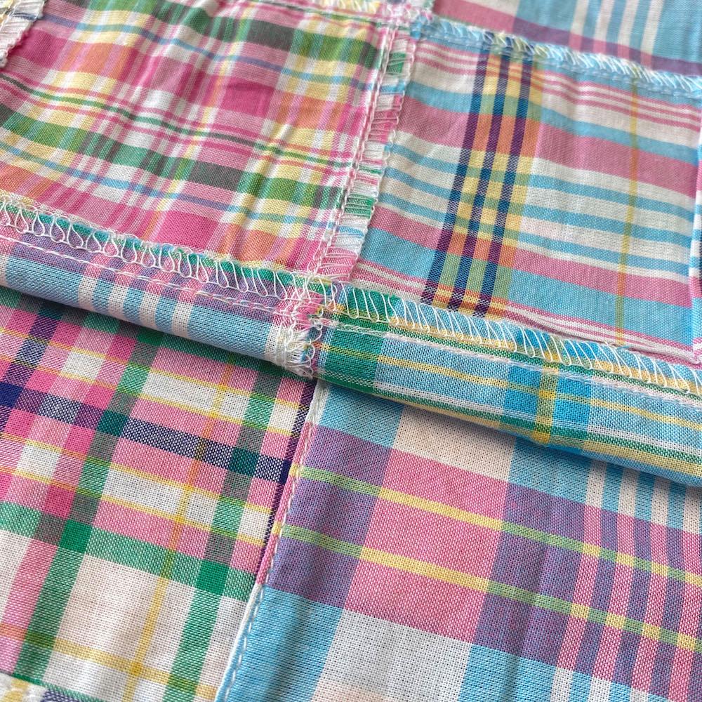 Caroline Patchwork Nantucket Madras Plaid Fabric 100% Cotton 45