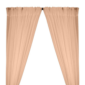Crushed Sheer Voile Rod Pocket Curtains - Peach