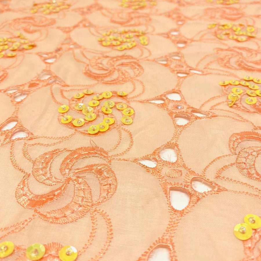 Swirl-Vine Sequin Lace Mesh Fabric main image 1