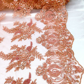 Floral Bridal Lace Beaded Fabric Fabric