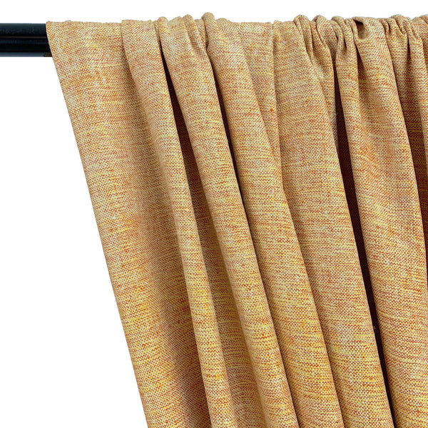 Silk Linen Matka Rod Pocket Curtains - Peach 2-Tone