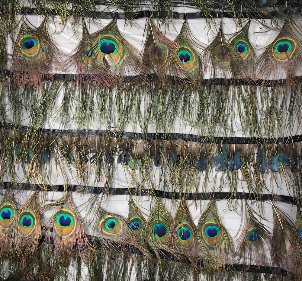 Peacock Feather Trim Layers On Poly Mesh SV576012 Black 2