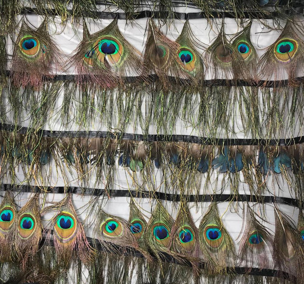Peacock Feather Trim Layers On Poly Mesh SV576012 Black 2