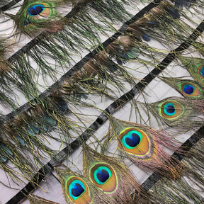 Peacock Feather Trim Layers on Poly Mesh