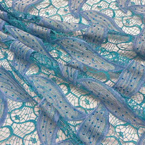 Periwinkle Leaf Corded Embroidery Lace with Stone