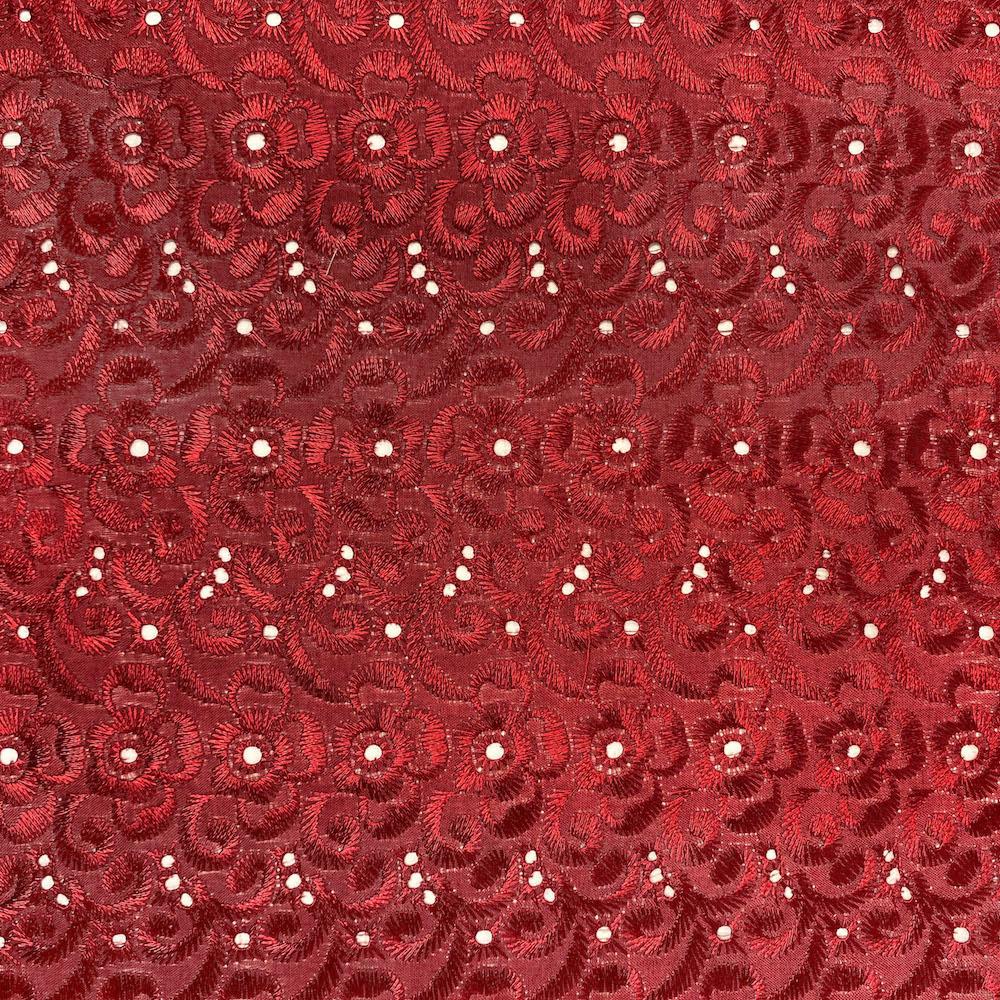 Petal Eyelet Embroidery Fabric SV576746 Burgundy 1