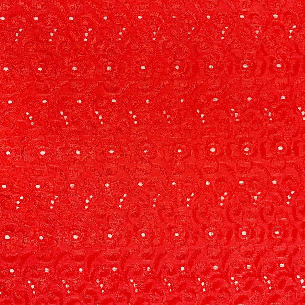 Petal Eyelet Embroidery Fabric SV576736 Red 1
