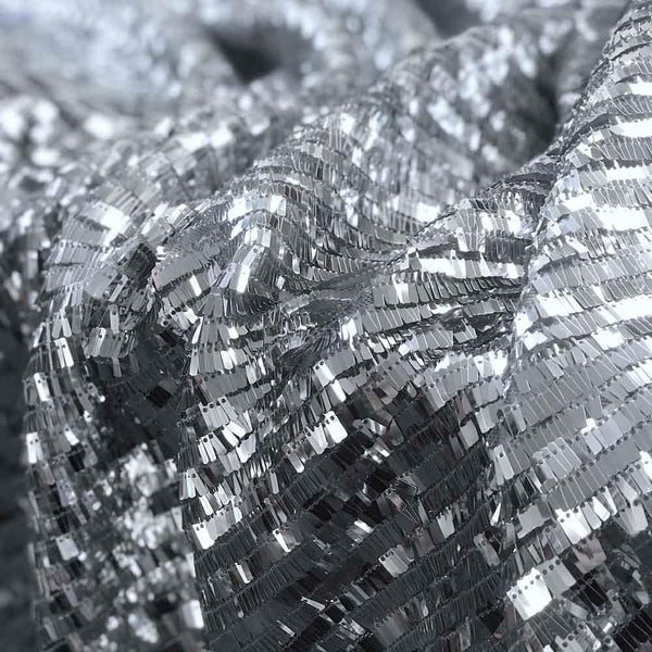 Piano Rectangle Sequins Fabric SV574716 Silver 1