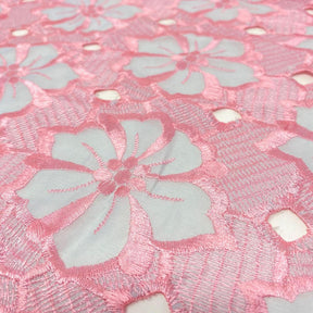 Pink Hibiscus Embroidery Lace