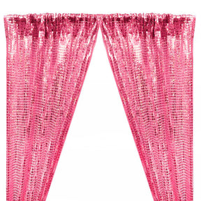 Hologram 8mm Square Sequins Rod Pocket Curtains -  Pink