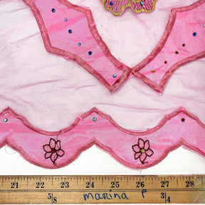 Pink Royal Carnation Embroidered on Mesh